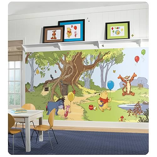 Winnie the Pooh and Friends Chair Rail Prepasted Wall Mural